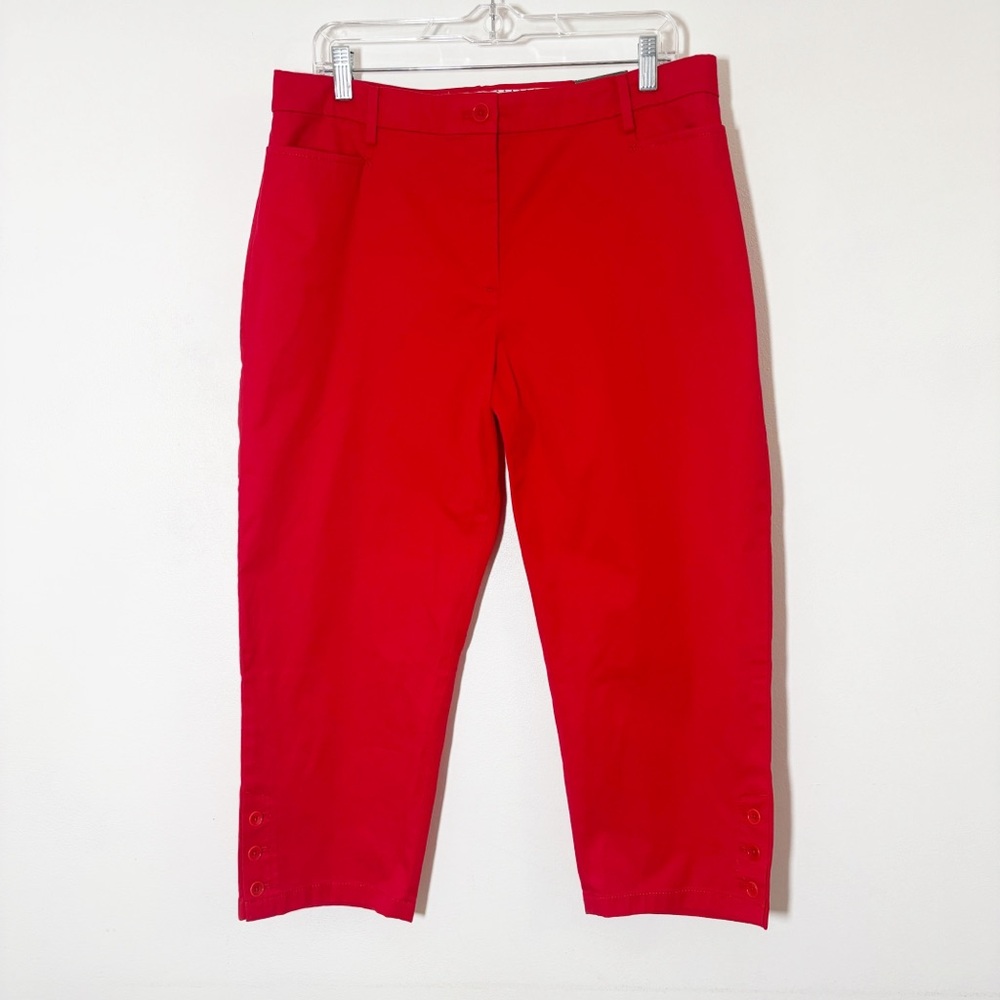 NWT Talbots The Perfect Skimmer Crop Pants Pedal Pusher Slim Leg Red Sz 12